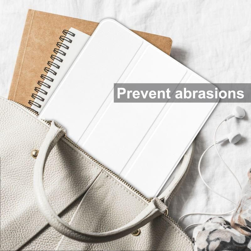 Tri-Fold Caster Hard Shell  Cover - White For Apple Ipad