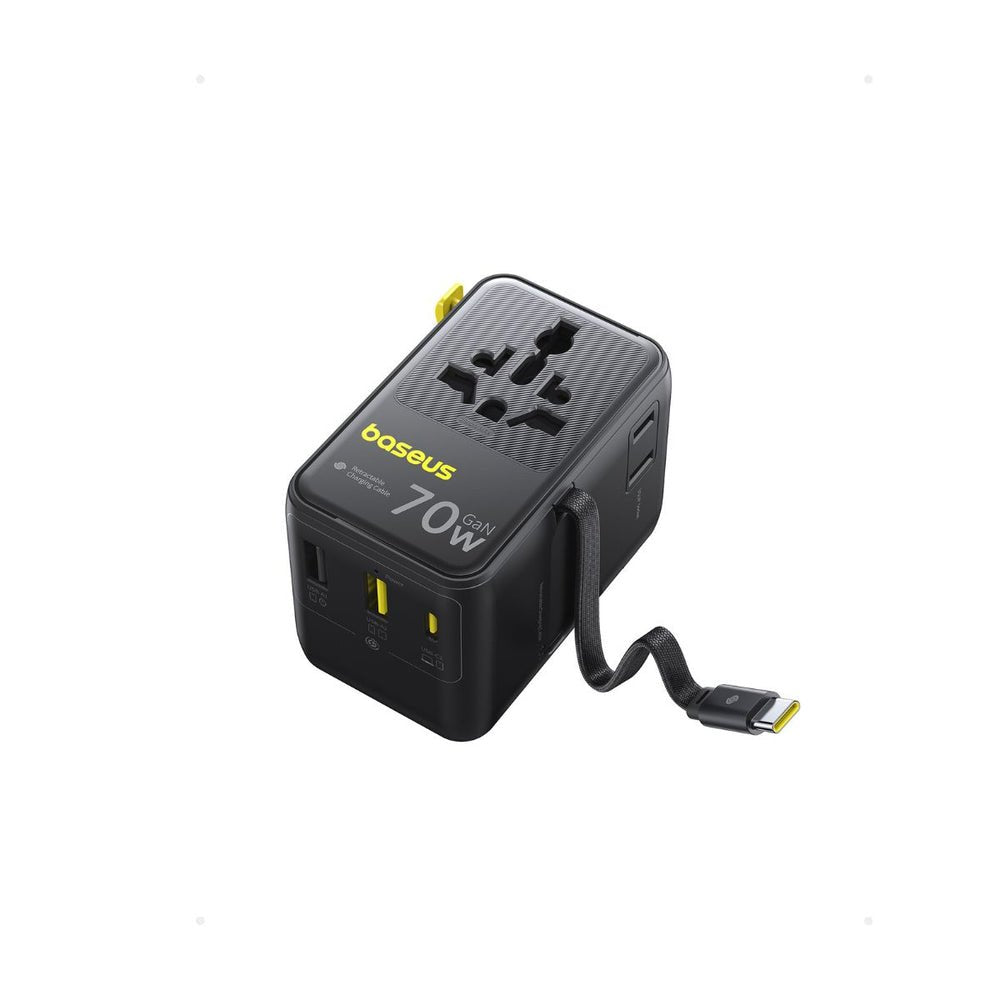 Baseus Enercore Cg11 Charger Retractable 2ac+2u + 70w, Black