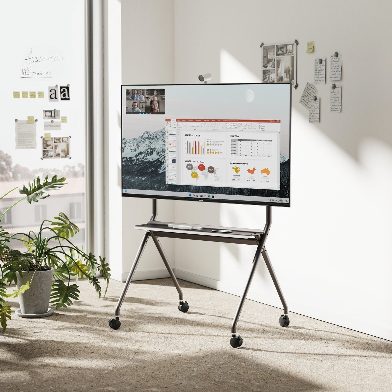 Pedestal Movil Para Suelo Ewent Ew1542 Para Tv De 50" 86" Carga Maxima 120kg