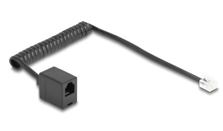 Delock Telefoncable   Spiralcable Rj11 Stecker Zu Rj11 Buchse Schwarz 1 M