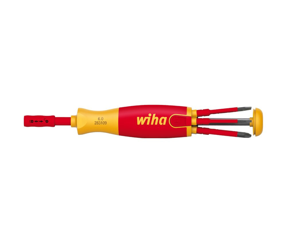 Destornillador Wiha Con Cargador De Puntas Liftup Electric (Rojo/Amarillo, 7 Partes)