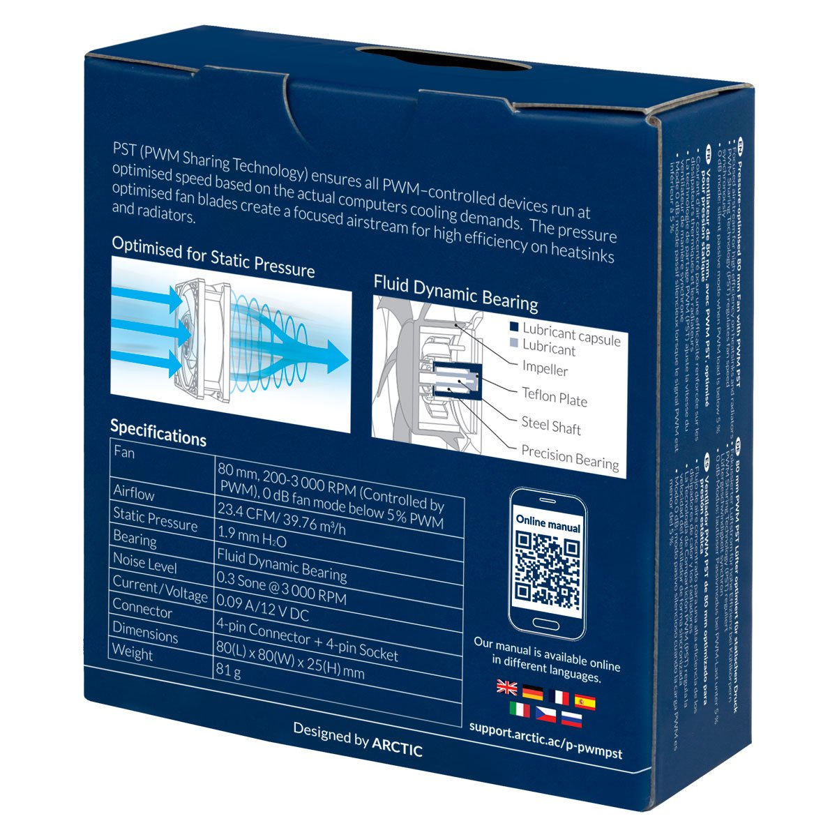 Ventilador Arctic P8 Pwm Pst Negro 80mm