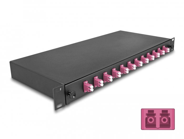 Delock 67005 Caja De Empalme De Fibra Óptica De 19? 12 X Lc Duplex Om4 1u Completamente Montada Lista Para Empalmar