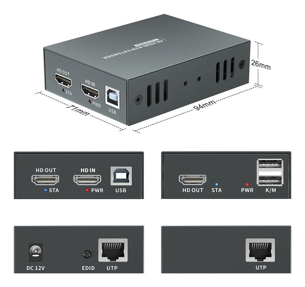 Levelone Hdmi Over Cat.5 6 Extender Kit 4k, 100m Negro