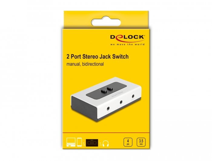 Delock 88061 2 A 1 Conmutador Jack Estéreo 3,5 Mm 4 Clavijas Manual Bidireccional
