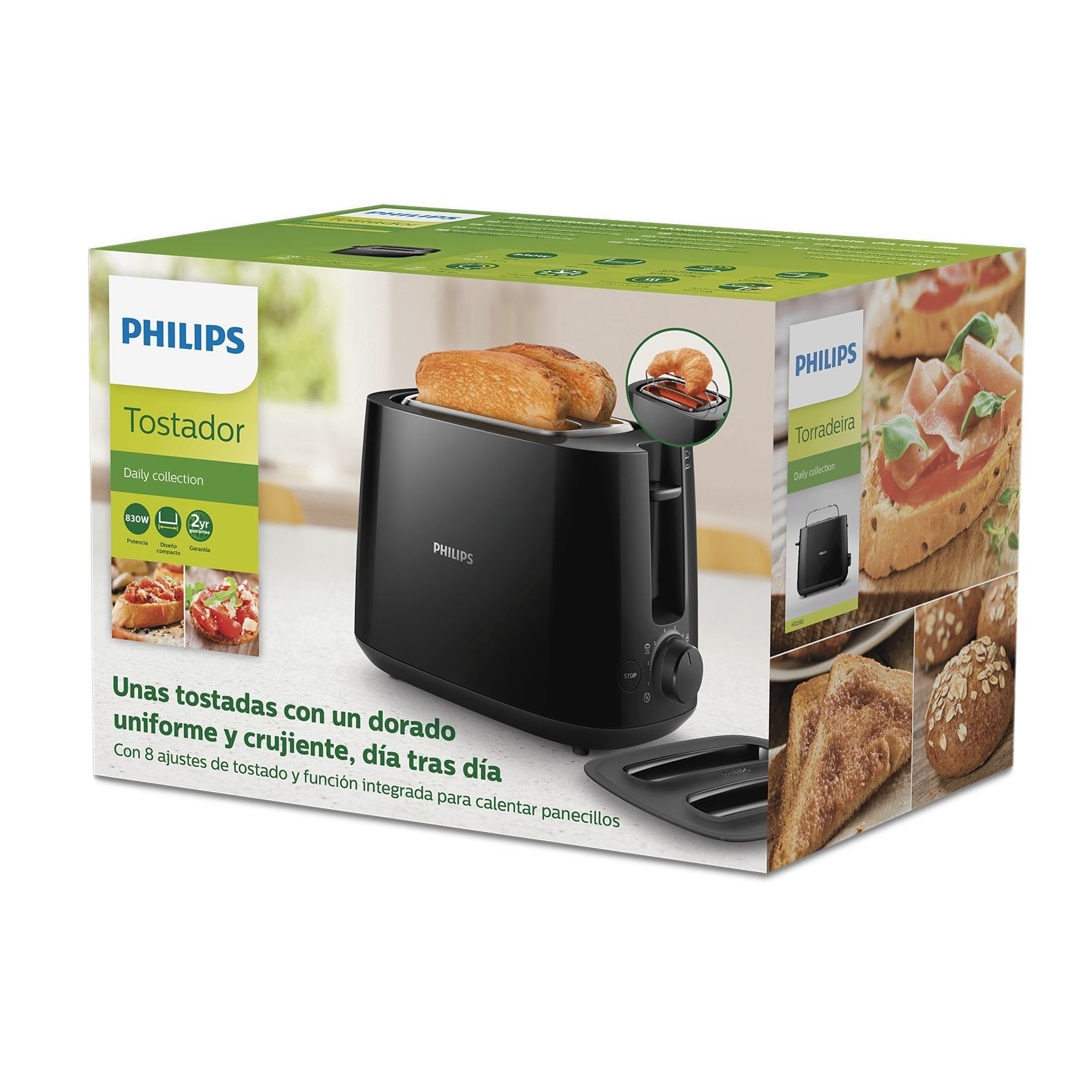 EAN 8710103800415 - Philips Daily Collection HD2582/90 tostadora 8 2 rebanada(s) 830 W Negro imagen 3