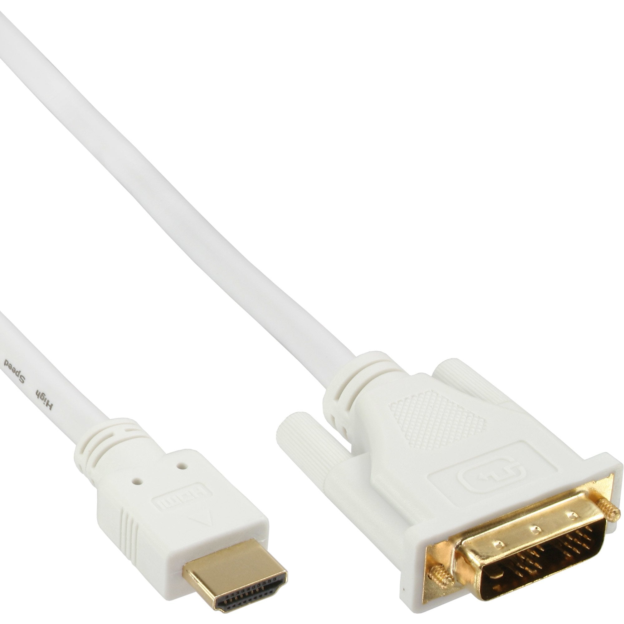 Cable Inline Hdmi-Dvi, Hdmi Macho A Dvi 18+1 Macho, Blanco/Dorado, 5m