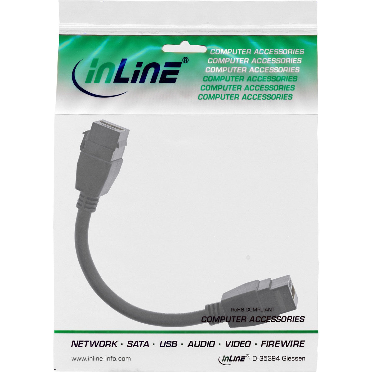 Inline Hdmi 2x Keystone Cable 4k/60hz, Hdmi A Hembra/Hembra, Negro, 0,2 M