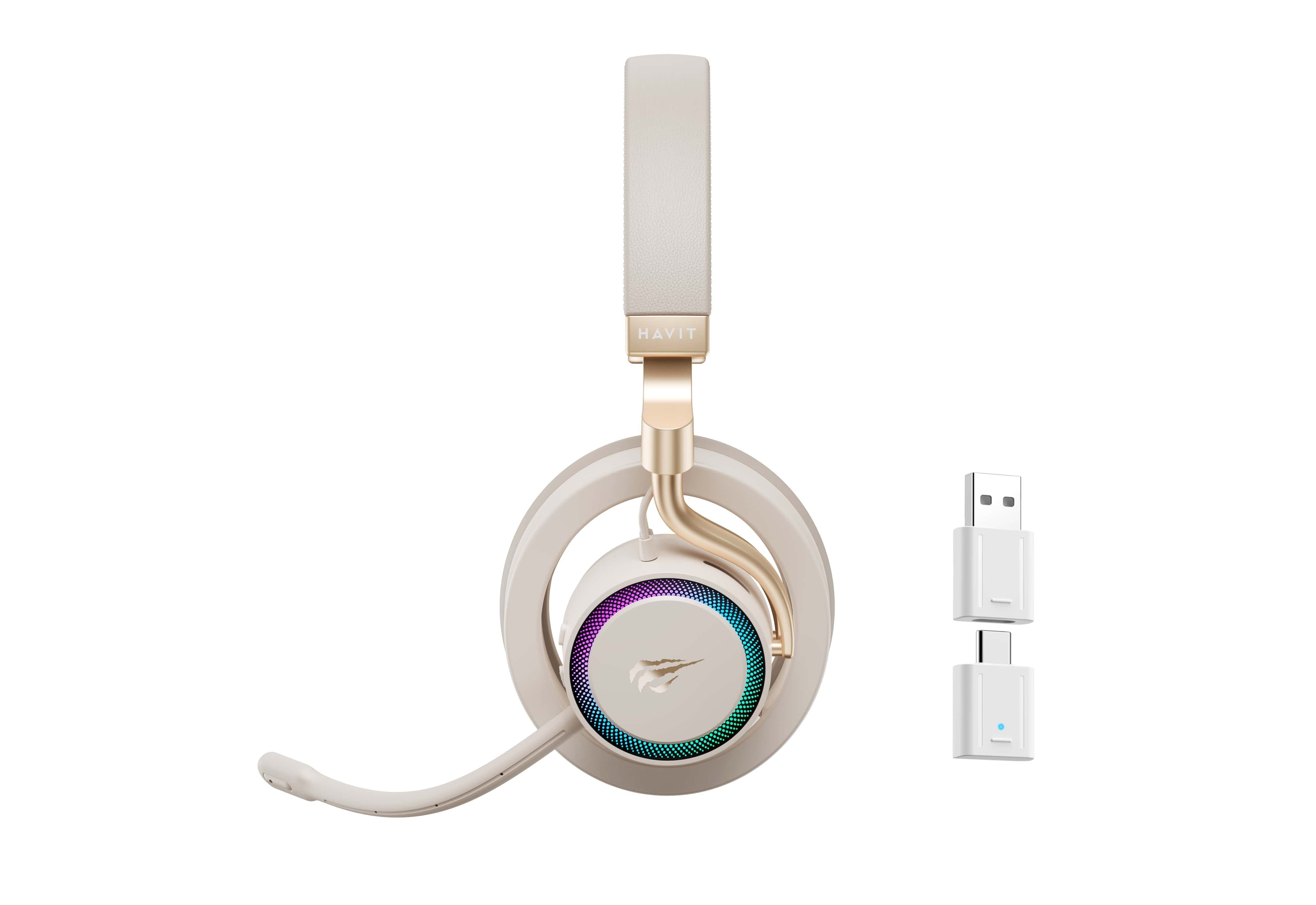 Auriculares  Havit Fuxi-H8 Con Cable/Inalámbricos Para Juegos (Dorados)
