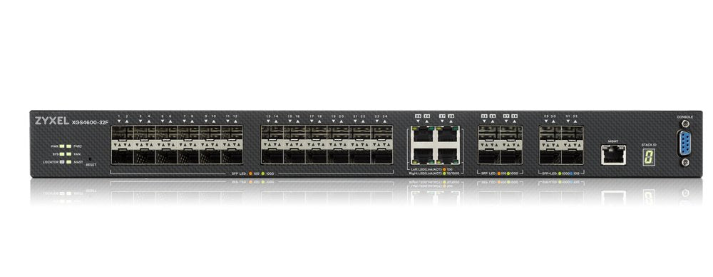 Zyxel Xgs4600-32f L3 Managed Switch 24 Port Gig Sfp 4 Dual Pers And 4x10g Sfp+ Stackable Dual Psu