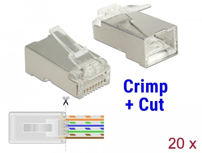 Delock Crimpado Y Corte Rj45 Macho Cat.6 Stp, 20 Piezas