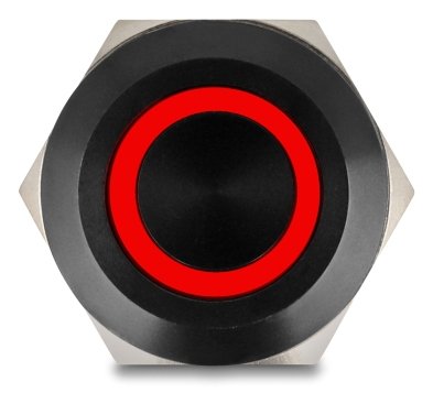 Delock Druckschalter Para Instalación Negro 22 Mm 12 V 5 X Lötanschluss Led Rojo Ring