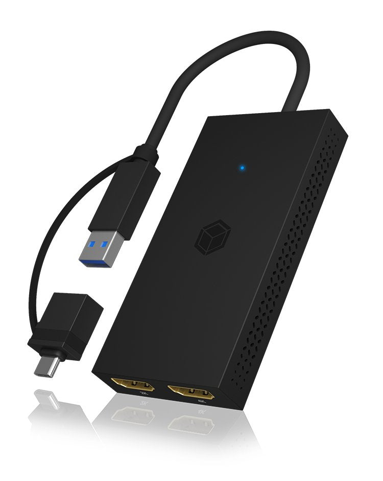 Icy Box Ib-Spl1029ac Usb 3.2 Splitter 2 X Hdmi Negro