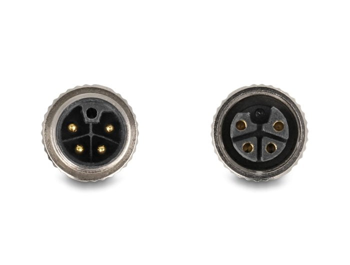 Delock M12 Cable L-Kodiert 4 Pin Stecker Gerade Zu Buchse Rechts Gewinkelt Pur Schleppkettentauglich 2 M Schwarz