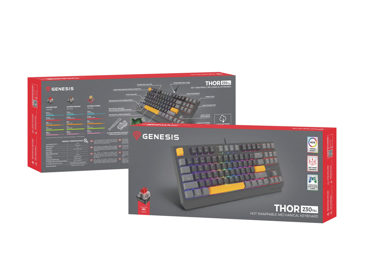 EAN 5901969443318 - GENESIS Thor 230 TKL Anchor Gray Positive Outemu Red teclado Juego USB + RF Wireless + Bluetooth QWERTY N imagen 18