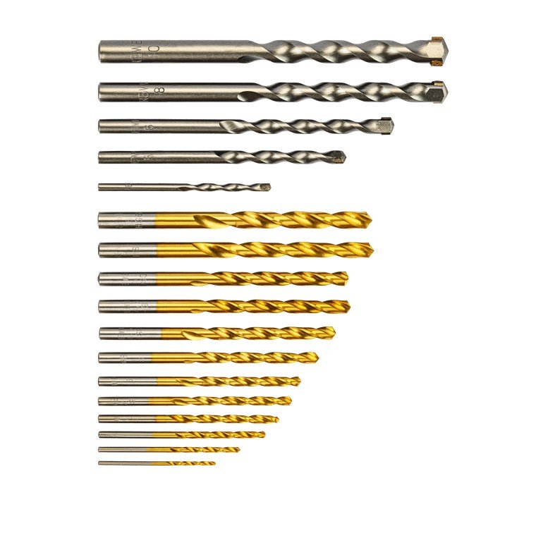 Juego De Brocas Para Metal Y Mampostería, 17 Brocas Afiladas Para Agujeros Pasantes Y Ciegos En Metal Y Piedra,