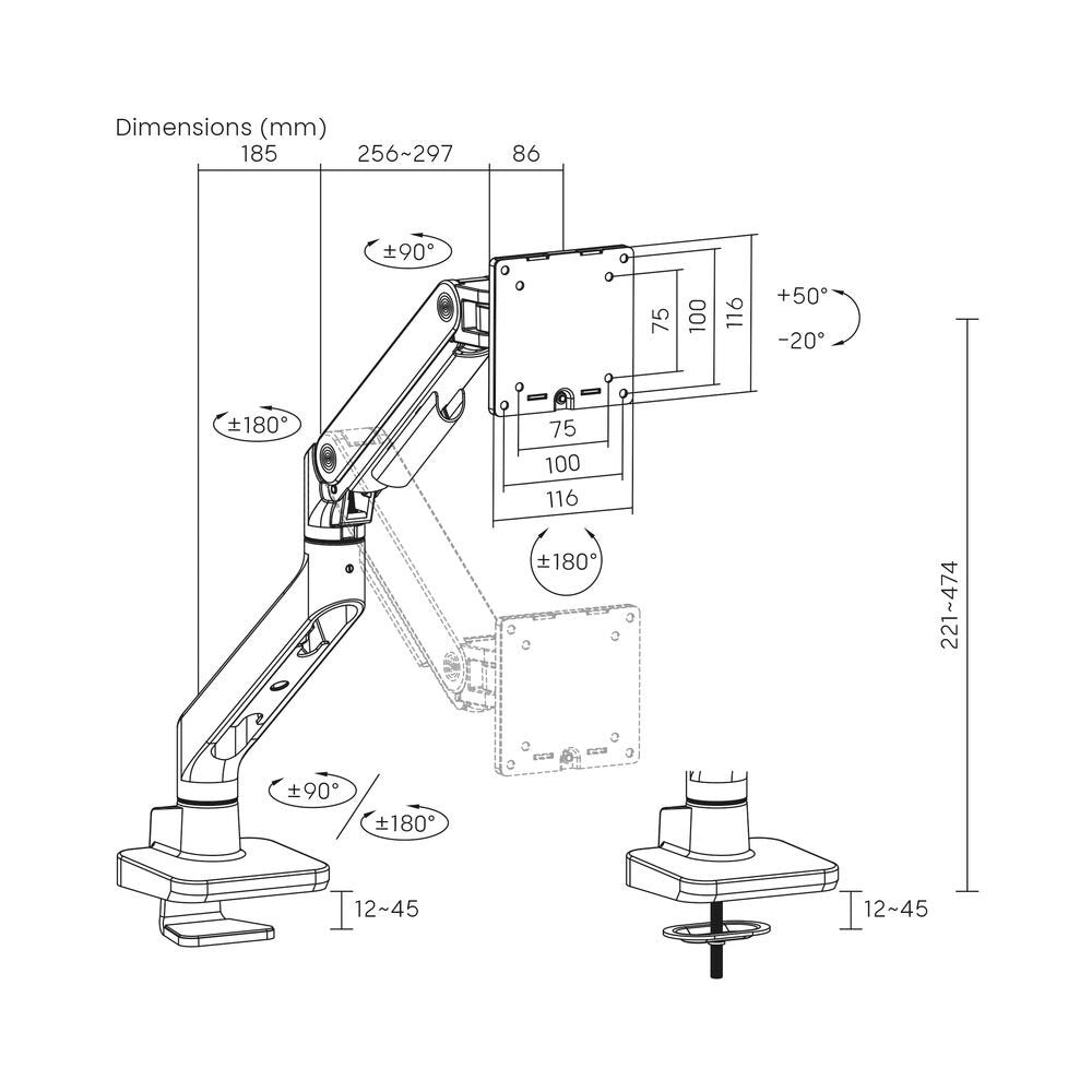 Soporte Mesa Act Connectivity Hasta 49 " Vesa 100x100mm Max 20kg