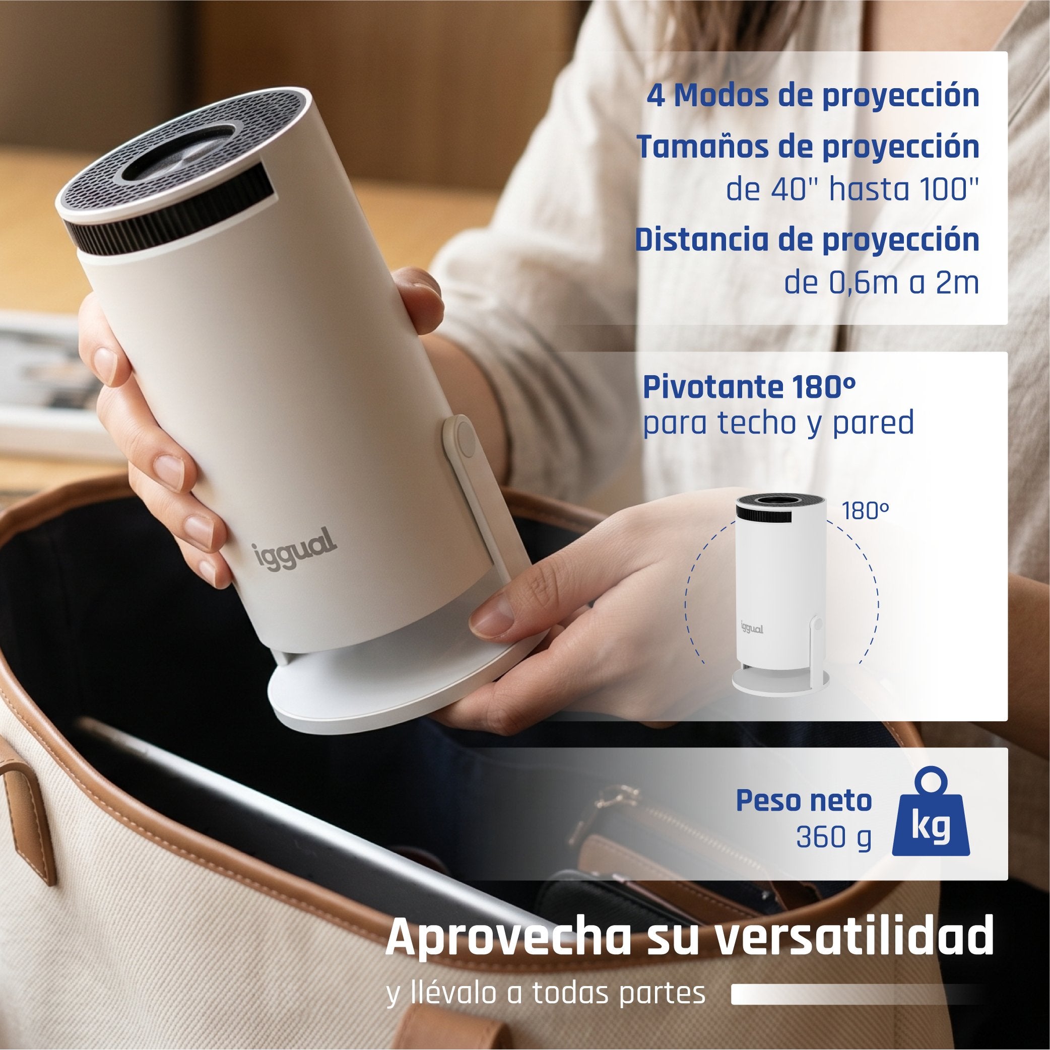 EAN 2528112316195 - iggual MP720p + ECO-COST 100" 120 lúmenes ANSI 720p (1280x720) Blanco imagen 14