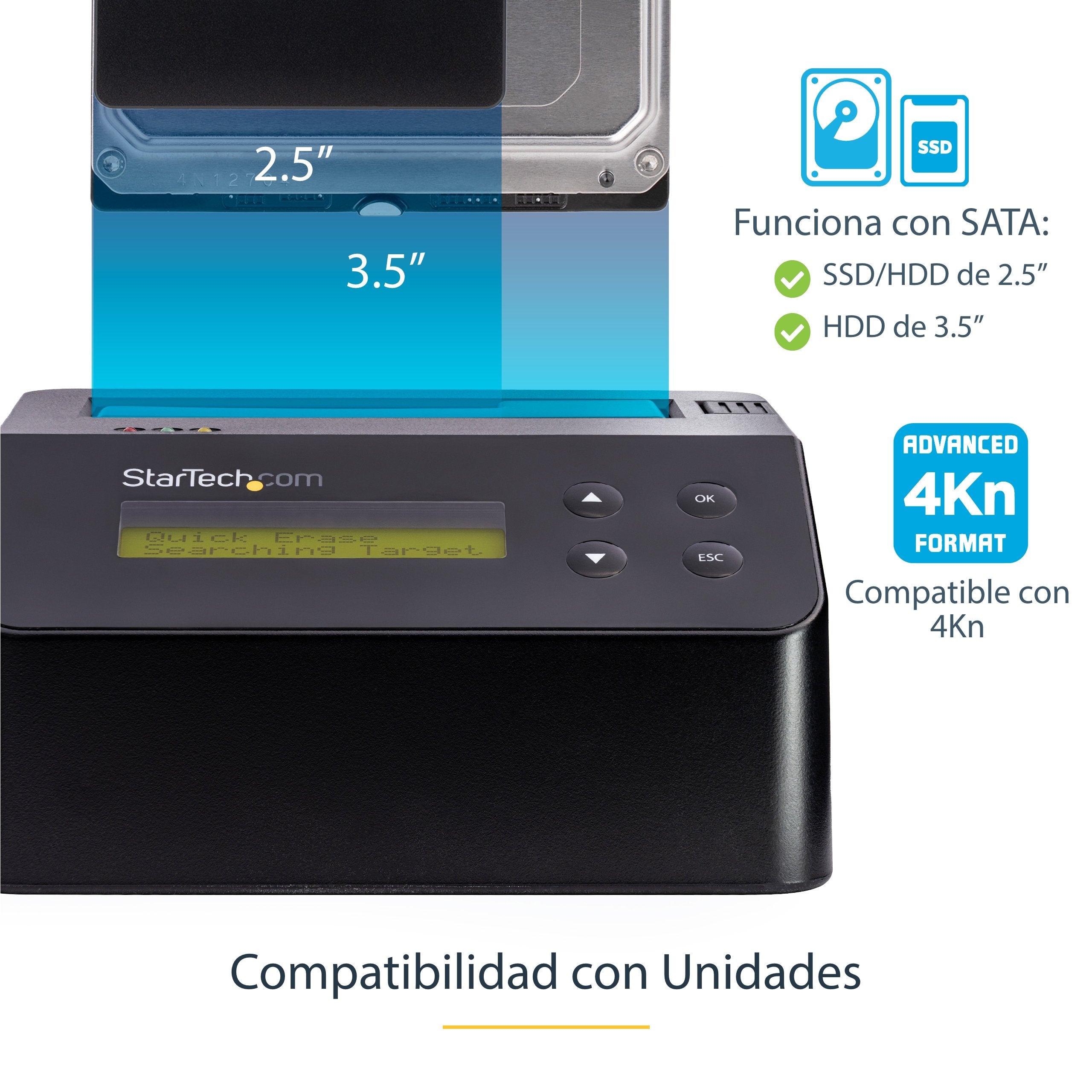 Startech.Com Borrador Y Docking Station De Unidad De Disco - Autónoma Con Soporte Para 4kn