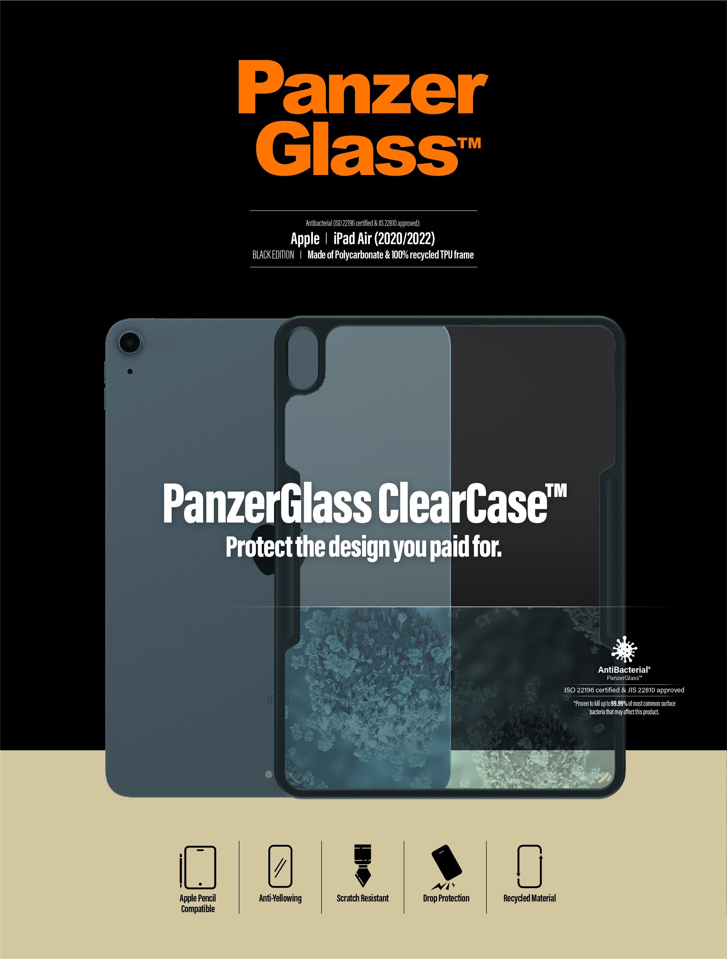 EAN 5711724002922 - PanzerGlass ® ClearCase™ iPad Air 10.9'' (2020, 2022) funda para teléfono móvil 27,9 cm (11") Negro imagen 9