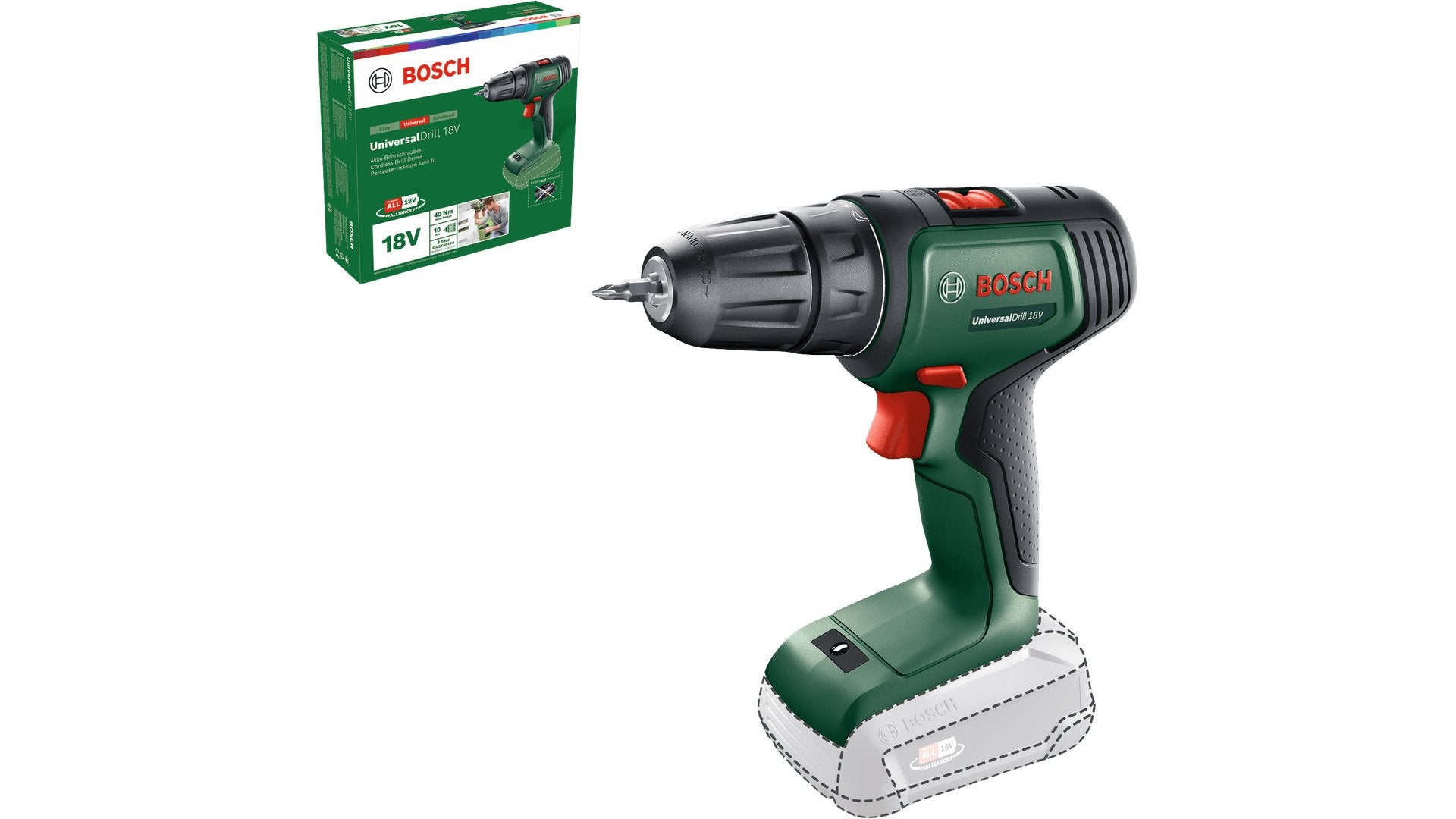 EAN 4053423225228 - Bosch Universal Drill 18V 1450 RPM Sin llave 1,2 kg Negro, Verde imagen 2