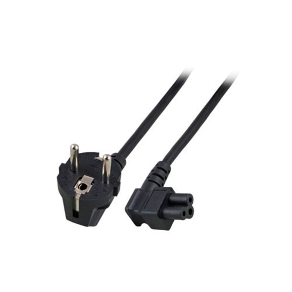 Cable Alimentacion Cee-7/7  Schuko 90ª A C5 90º Trebol 1,00 Metro Negro
