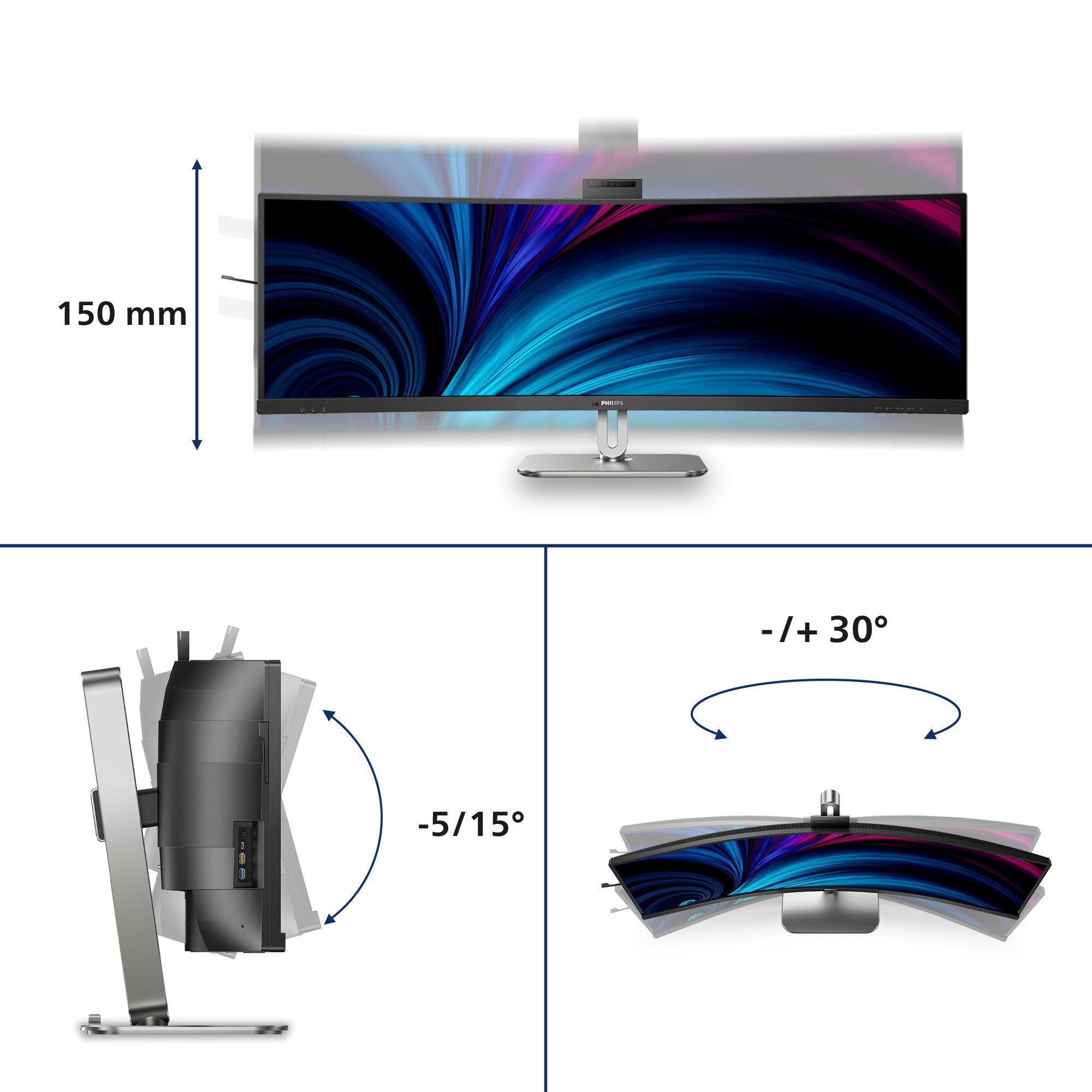 EAN 8712581802554 - Philips 49B2U6900CH/00 pantalla para PC 124 cm (48.8") 5120 x 1440 Pixeles Dual QHD LCD Negro imagen 5