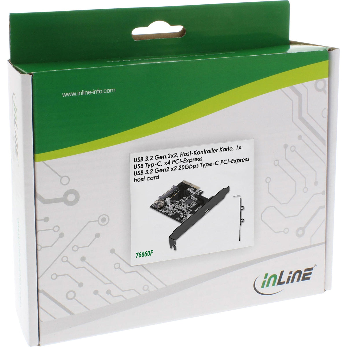 Tarjeta Inline, Usb 3.2 Gen.2x2, 1x Usb Type-C, Incl. Soporte Perfil Bajo , Pcie X4