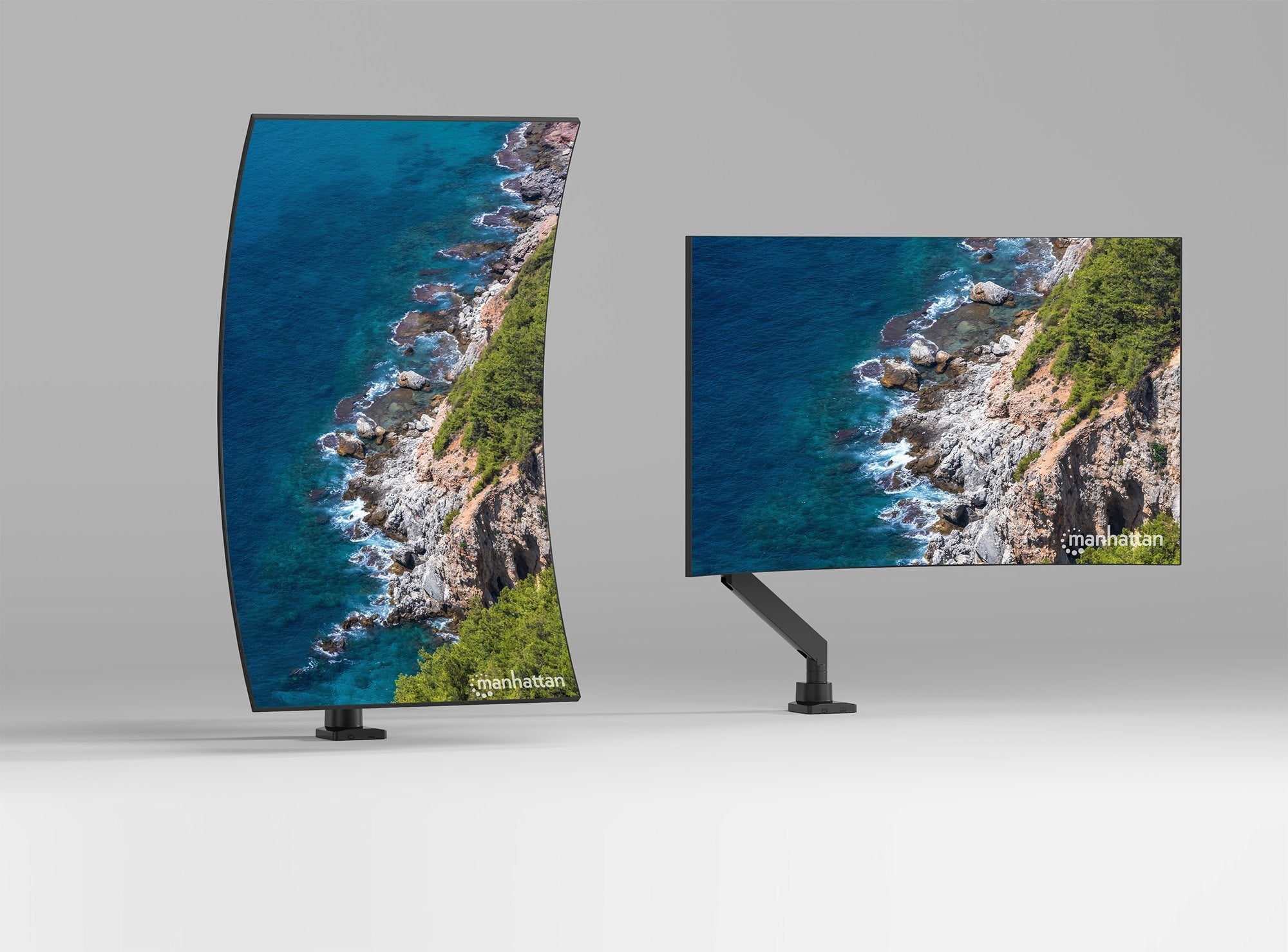 Soporte Manhattan 462594 Para Monitor  (57") Escritorio Negro