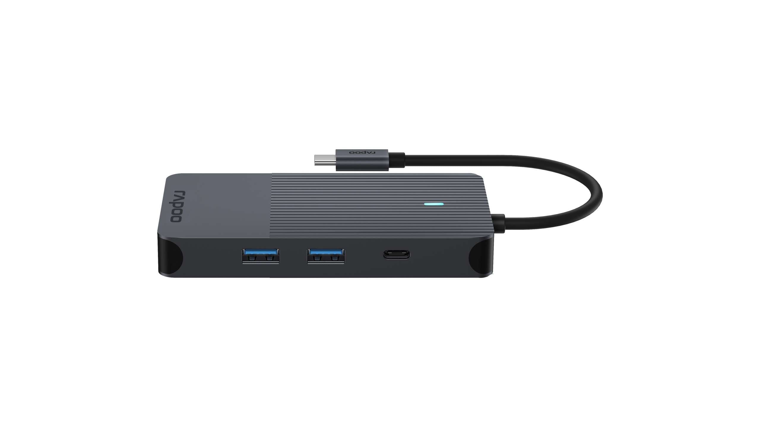 Rapoo Usb-C Multiport Adapter 8-In-1, Grey