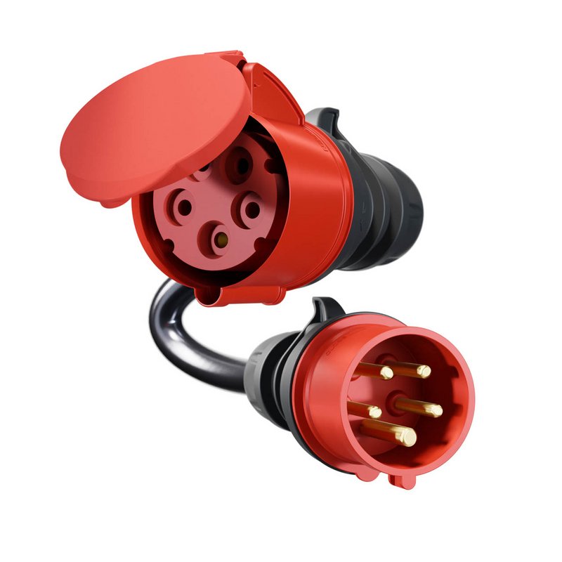 Adaptador Go-E Para Gemini Flex 22 Kw, Cee Rojo Corriente Trifásica 32a > Cee Rojo 16a (Negro, 30cm) Ch-04-03