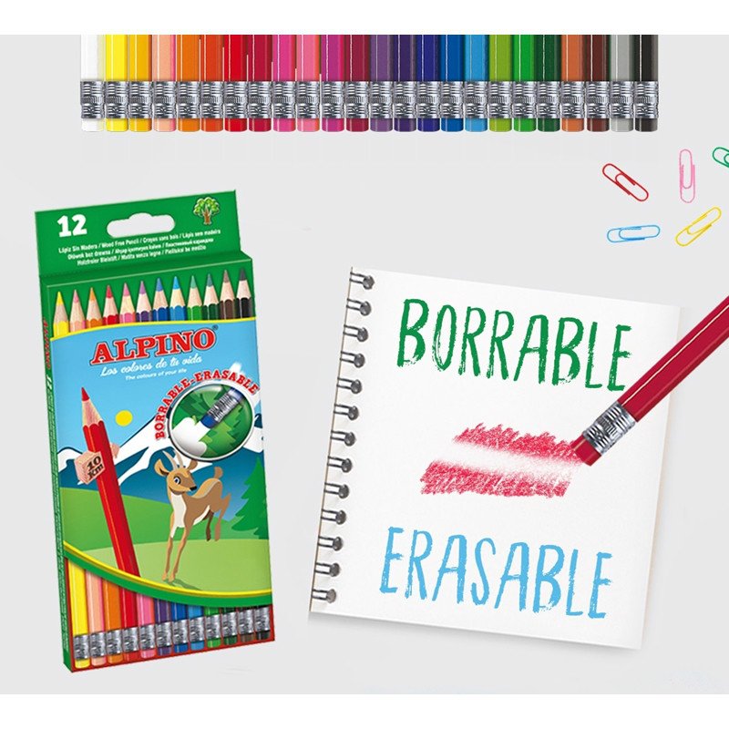 Alpino Lápices De Colores Borrables 177mm Estuche De 12 C/Surtidos