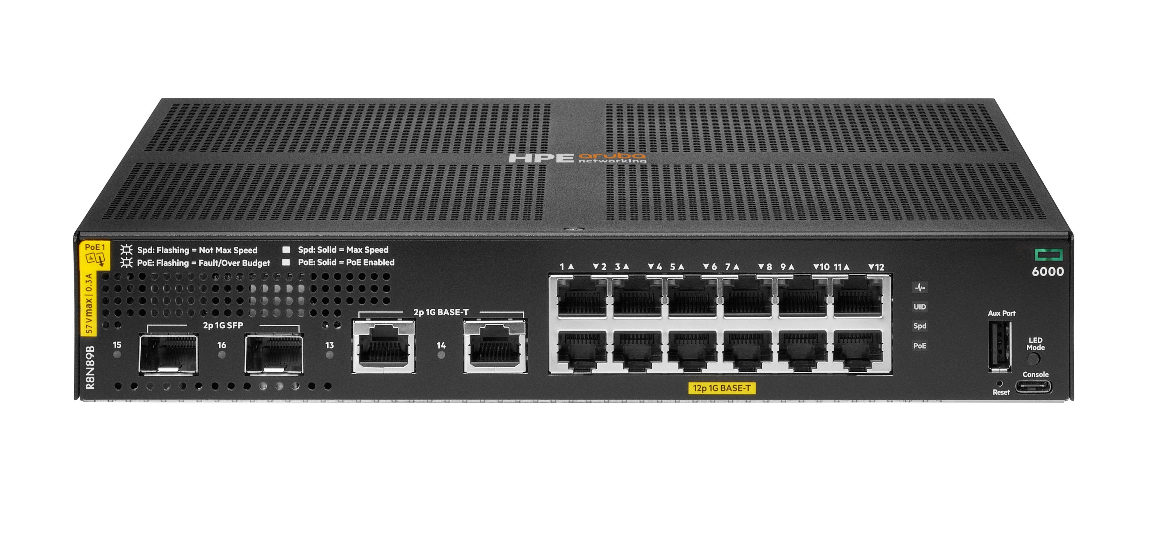 Hpe Aruba Networking Cx 6000 12p 10m 100m 1g Class4 Poe 2p Sfp 1g 139w Switch Eu