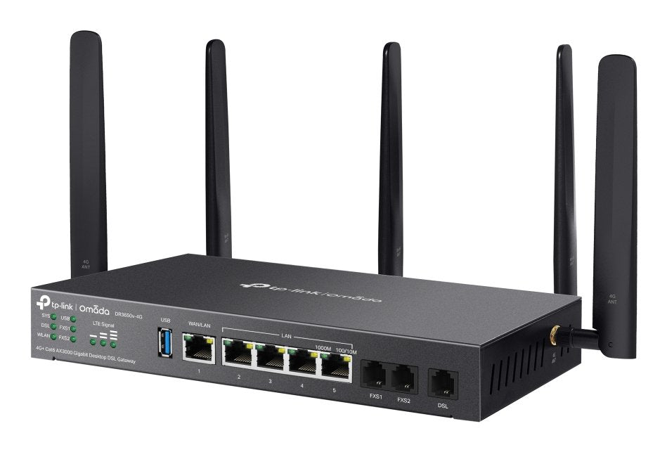 Tp-Link Omada Desktop Dsl Gateway Ax3000 Dr3650v-4g 4g+ Cat6 Gigabit Wan/8xlan