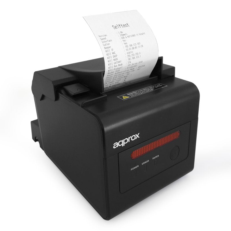 Impresora Pos80 Wifi+Ethernet Negro Approx Ancho: 58 Y 80mm/ No Cartuchos/ Impresion Térmica/ Aviso Sonoro Y Luminoso/ Imprime Desde Word, Excel O Wordpad, Codigos De Barras