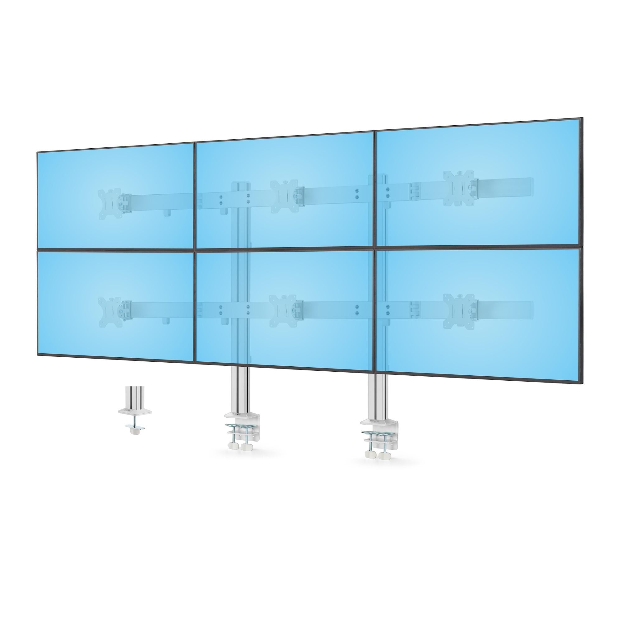 Startech.Com Six-Monitor Desk Mount W  Crossbar, Up To 32 In Screens 17.6lb - Befestigungskit - Für 6 Lcd-Displays - Säule, Dual