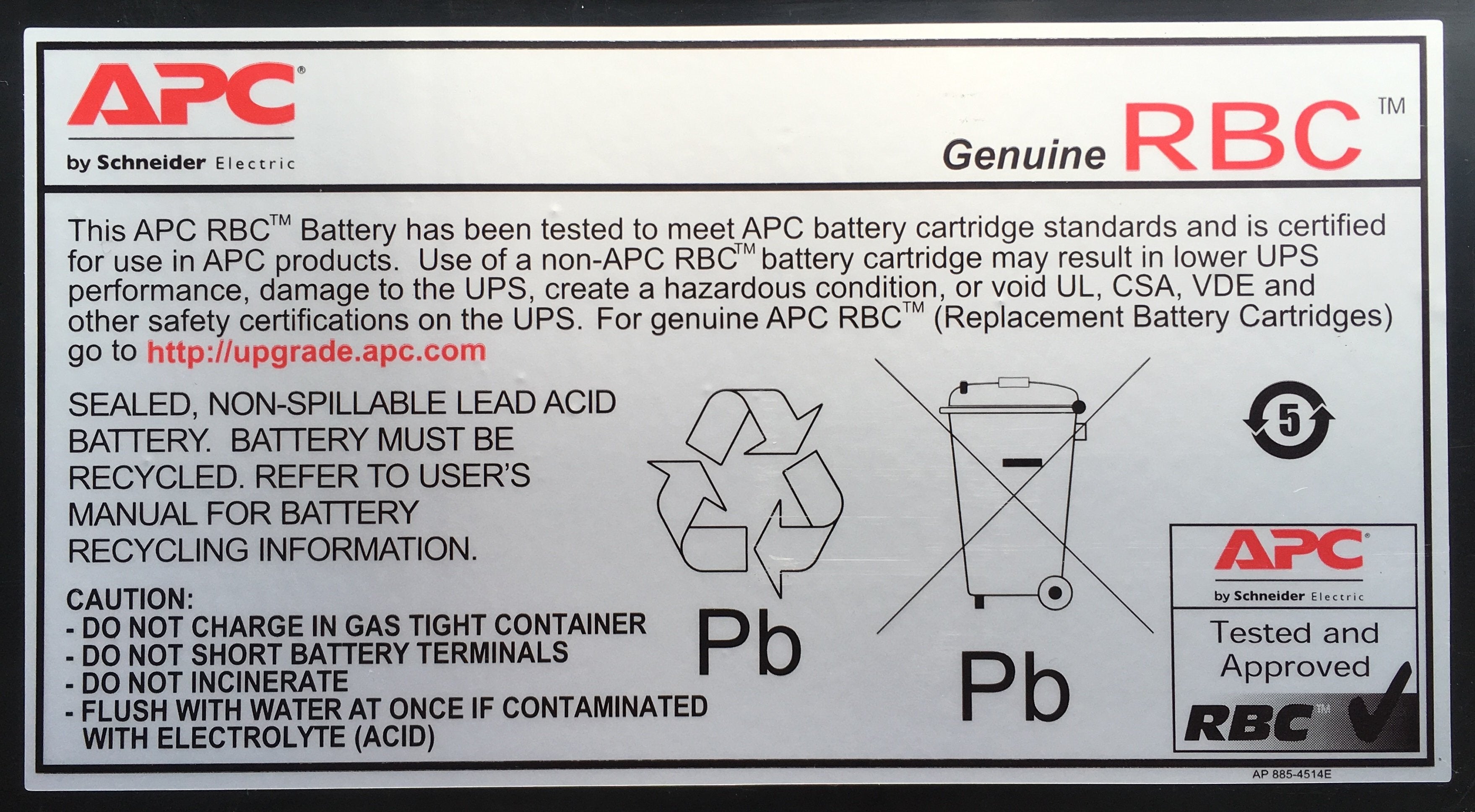 Apc Rbc27 Batería Para Sistema Ups Sealed Lead Acid (Vrla)