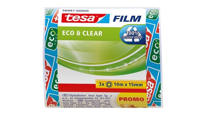 Cinta Adhesiva Tesa Tesafilm Eco & Clear, 3 Rollos, 15 Mm, 56997-00000-01