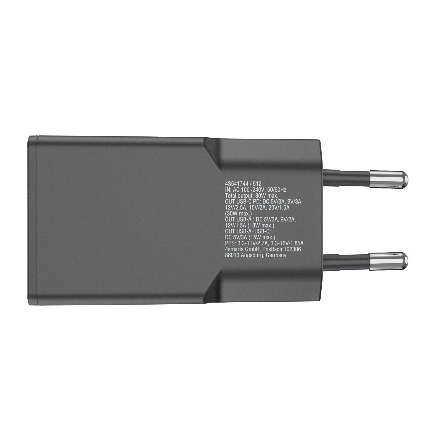 4smarts Cargador De Pared Pdplug Slim Duos 30w Gan 1c+1a, Negro