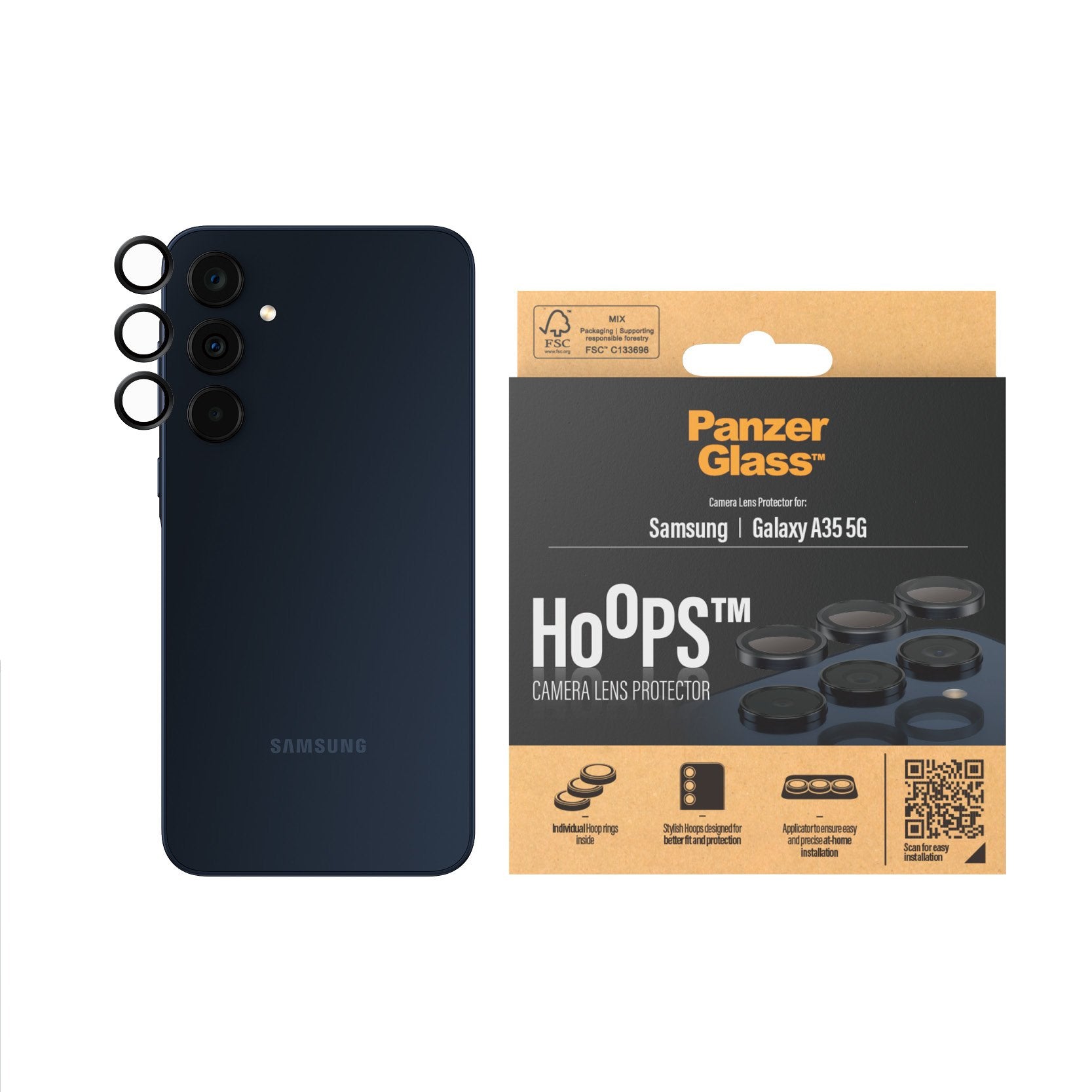 EAN 5711724012266 - PanzerGlass ® Hoops® Camera Lens Protector Black Samsung Galaxy A35 5G Protector de pantalla 1 pieza(s) imagen 2