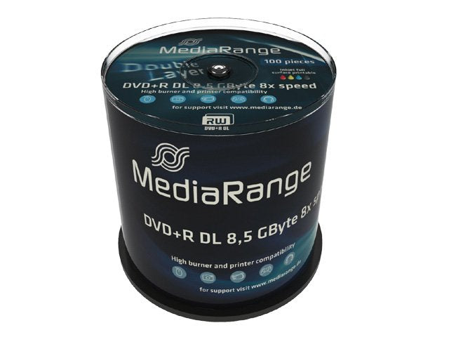 Mediarange Dvd+R 8.5gb 100uds 8x Doble Capa Totalmente Imprimible