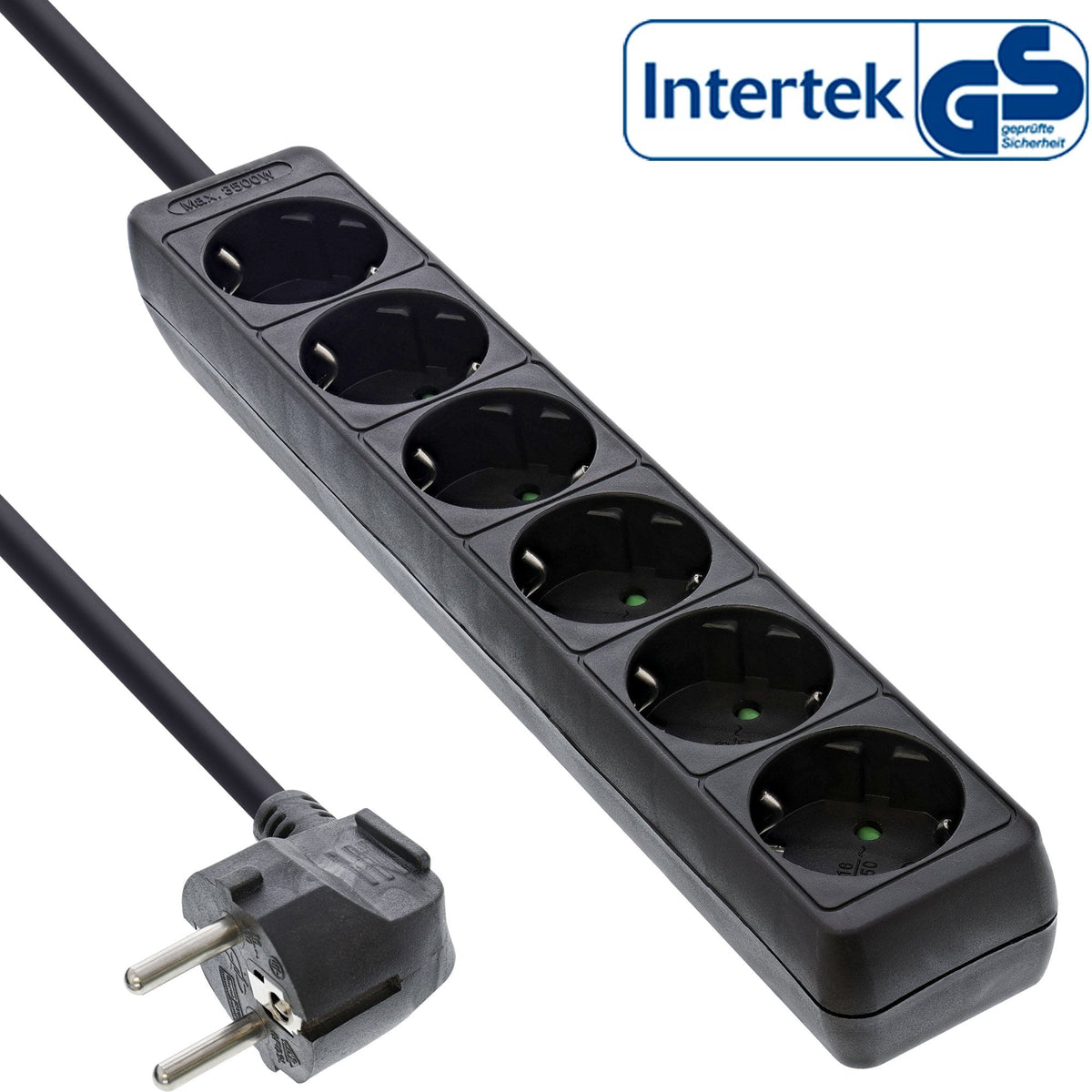 Inline Regleta 6 Tomas 6x Tipo F 1.5m Cable Negro