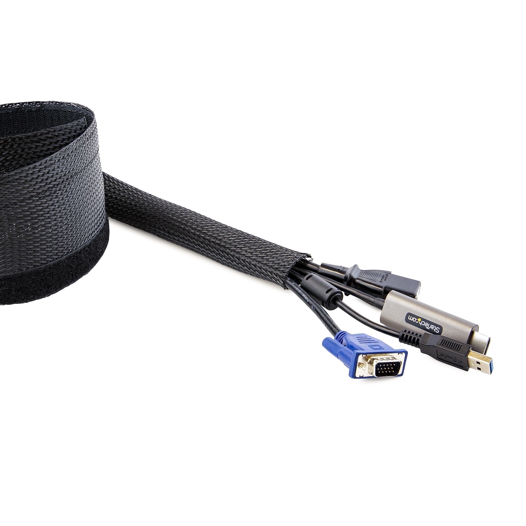 Startech Manga Gestión De Cableado Flexible 3m  Negro