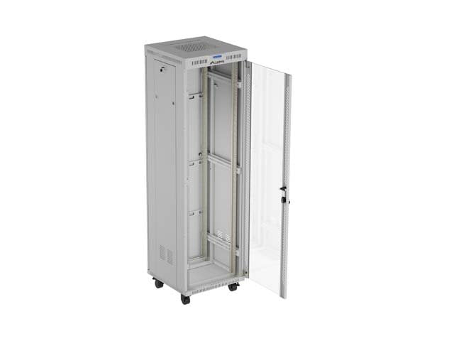 Lanberg Rack Cabinet 19" Free-Standing 42u 600x600 Flat Pack With Glass Door Lcd Grey V2