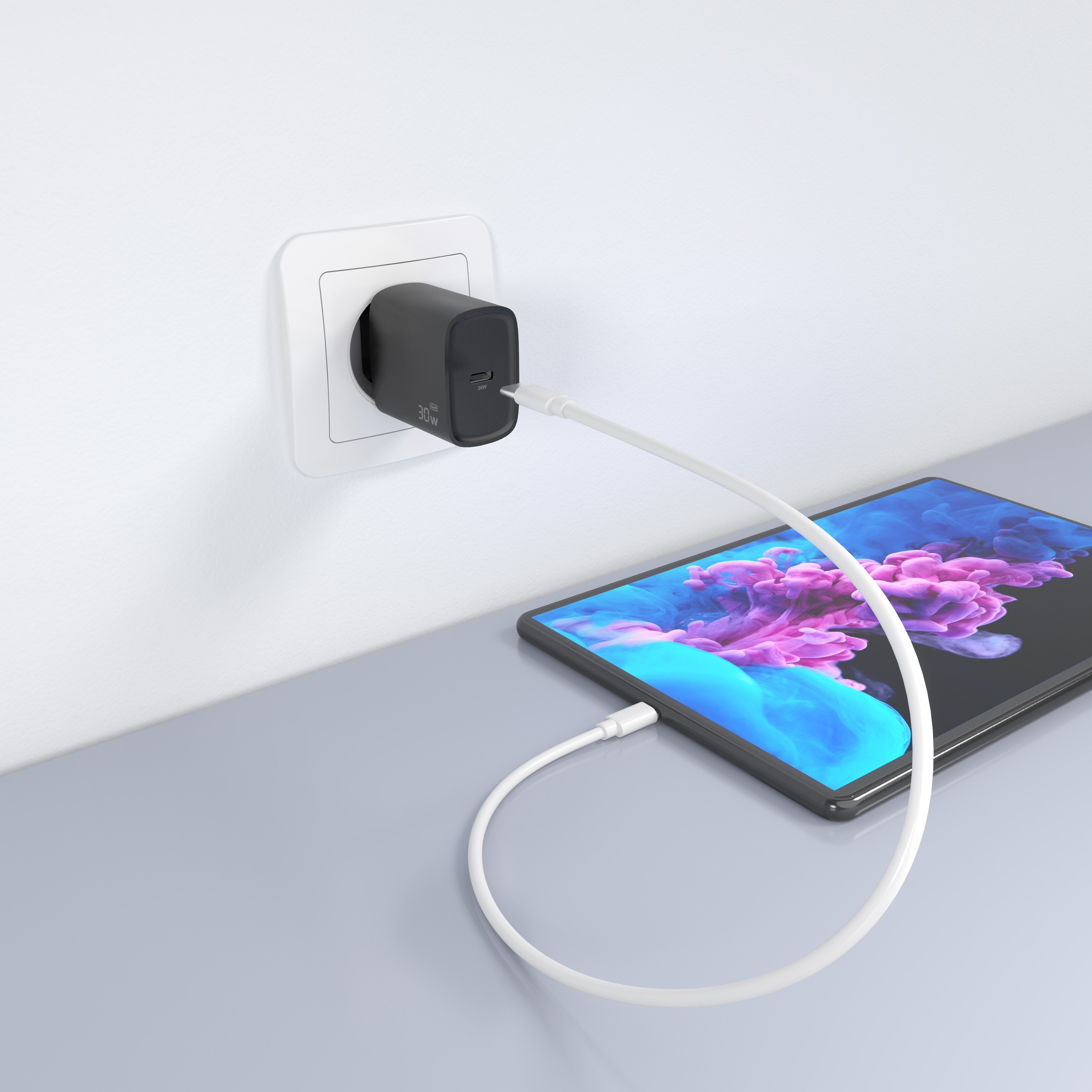 Aisens Cargador Gan 30w, 1xusb-C Pd3.0, Negro