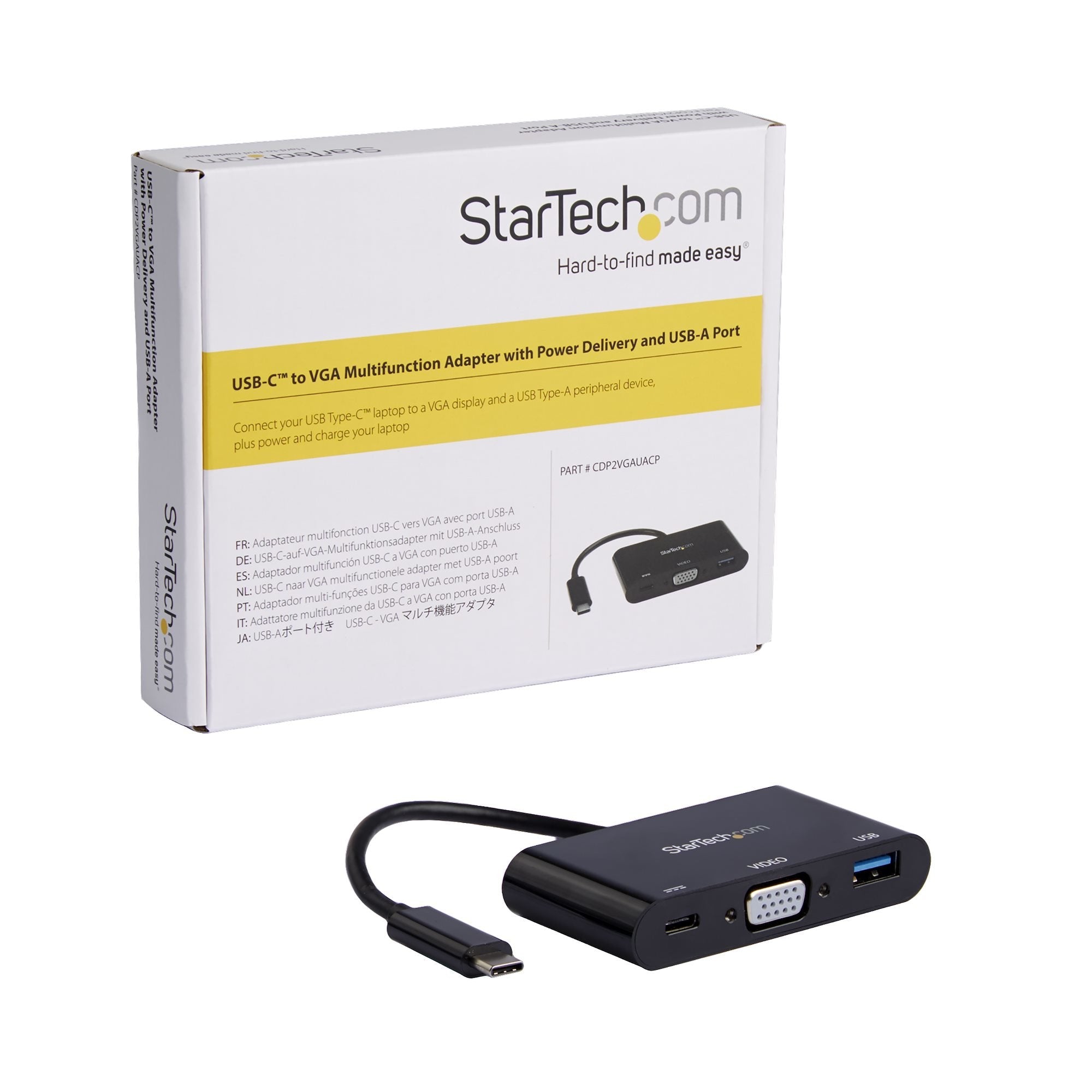 Startech.Com Adaptador Multifunción Usb-C A Vga Con Entrega De Potencia (Power Delivery) Y Puerto Usb-A