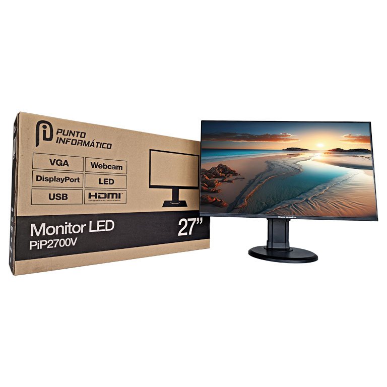 Monitor Punto Informatico Pip2700v 27" Fhd Vga Hdmi Dp Usb Webcam Mm Pivot