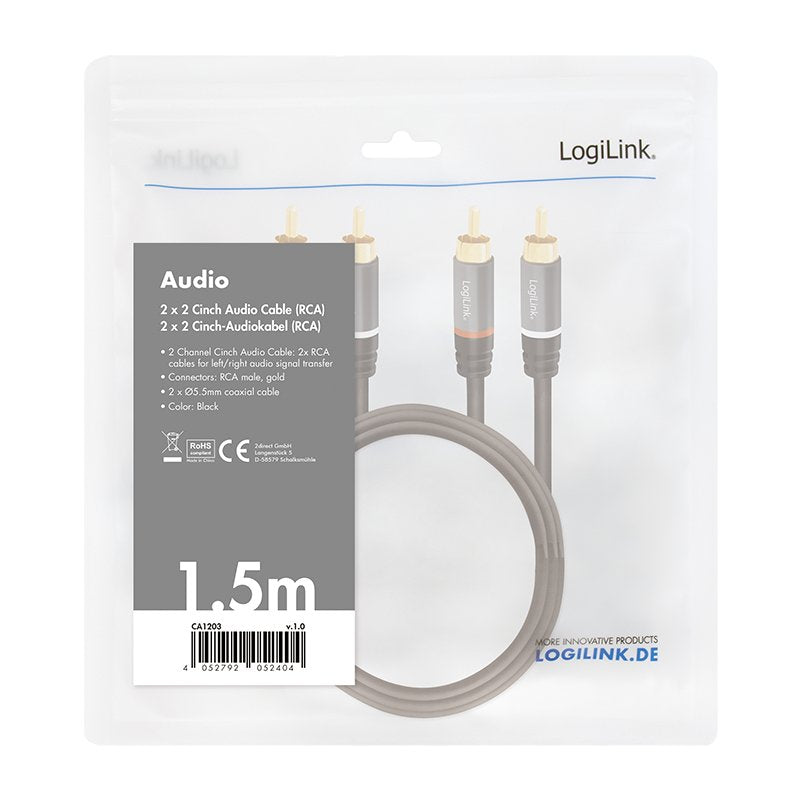 Logilink Ca1203 Cable De Audio 1,5 M 2 X Rca Negro