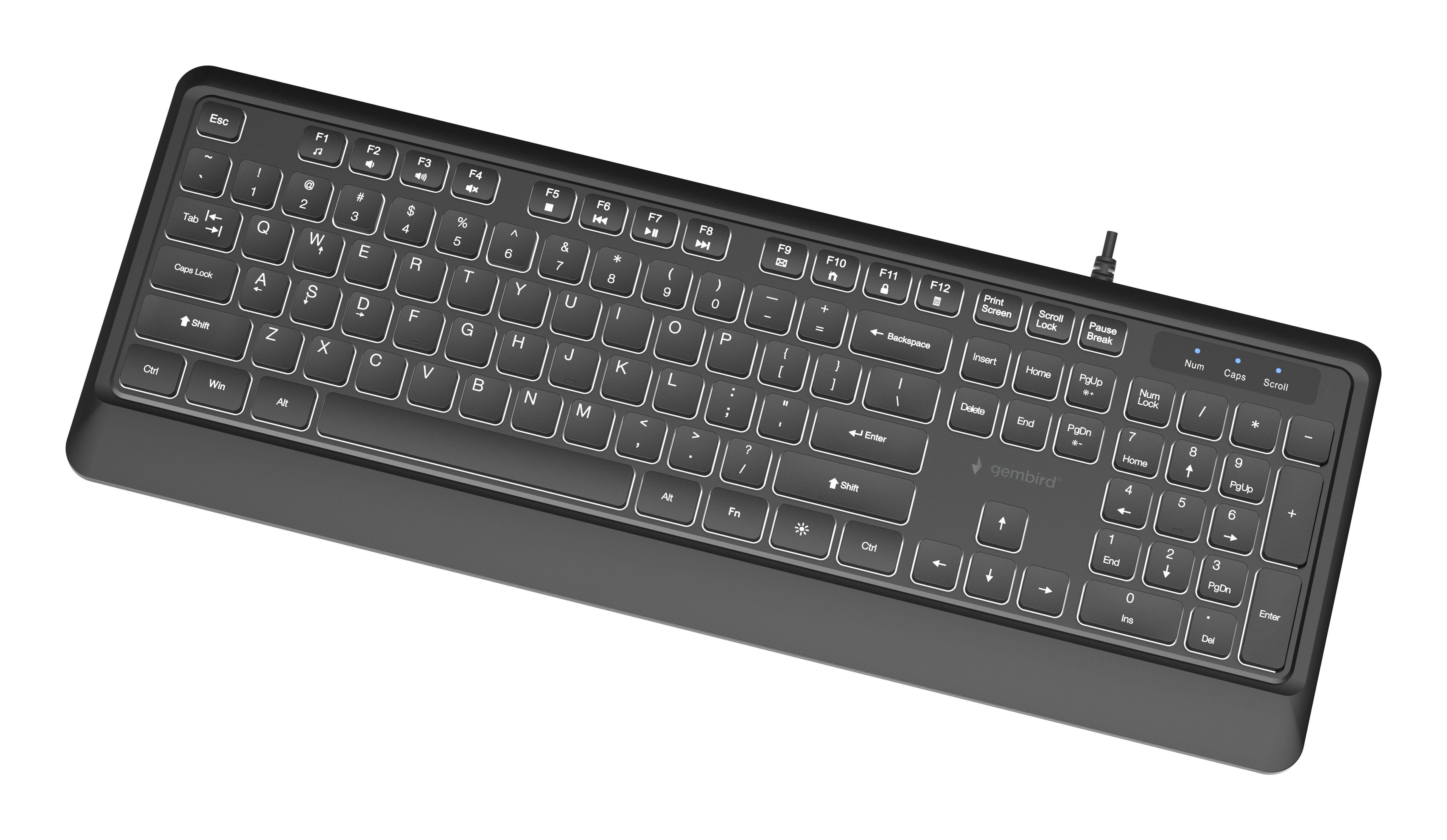 Gembird Slim Wired Backlight Keyboard Negro Us Layout