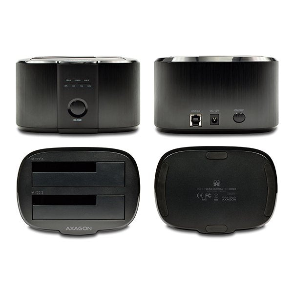 Axagon Estación De Acoplamiento Dual Adsa-St, Usb 3.0, 2x 2.5"/3.5" Ssd/Hdd, Sata 6 - Negro